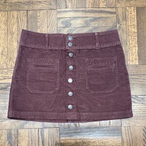 We The Free Burgundy Button-Front Mini Skirt
